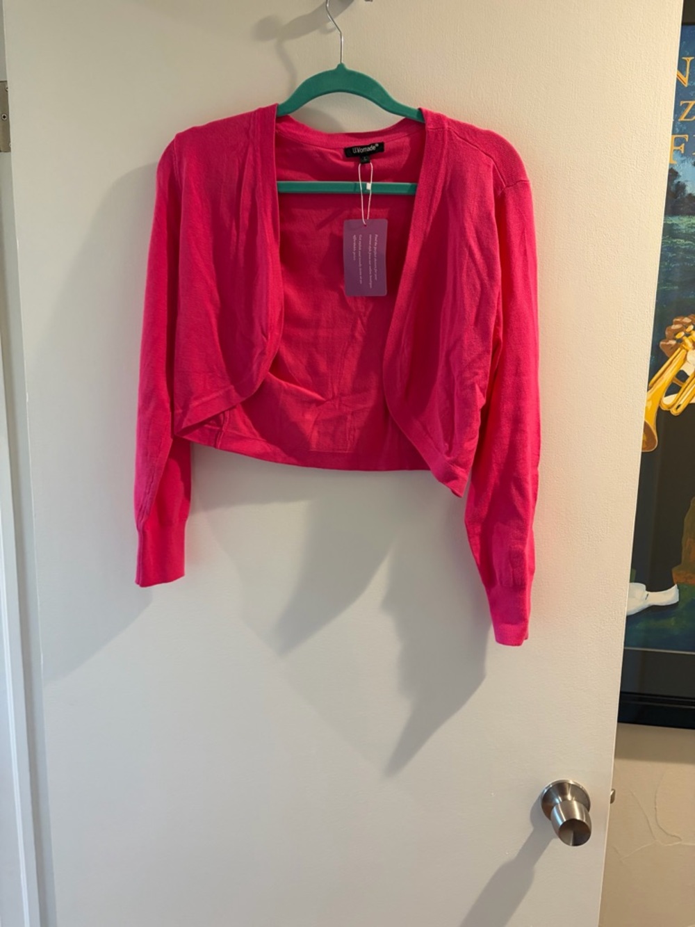 Cropped Pink Women's Cardigan Sweater